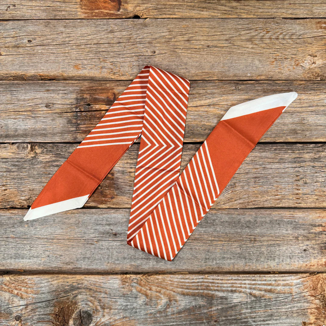 Rodeo Drive Burnt Orange and Cream Stripe Twilly
