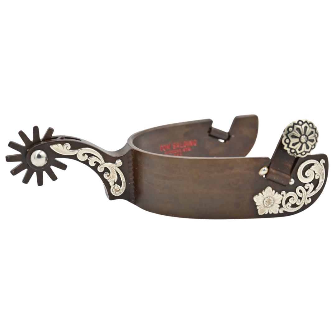 Tom Balding Men's Spurs with Silver Floral Overlay