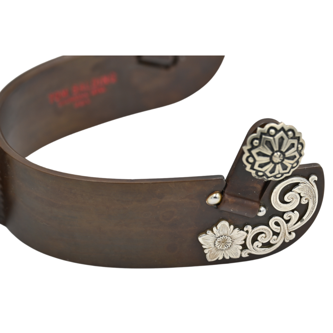 Tom Balding Men's Spurs with Silver Floral Overlay
