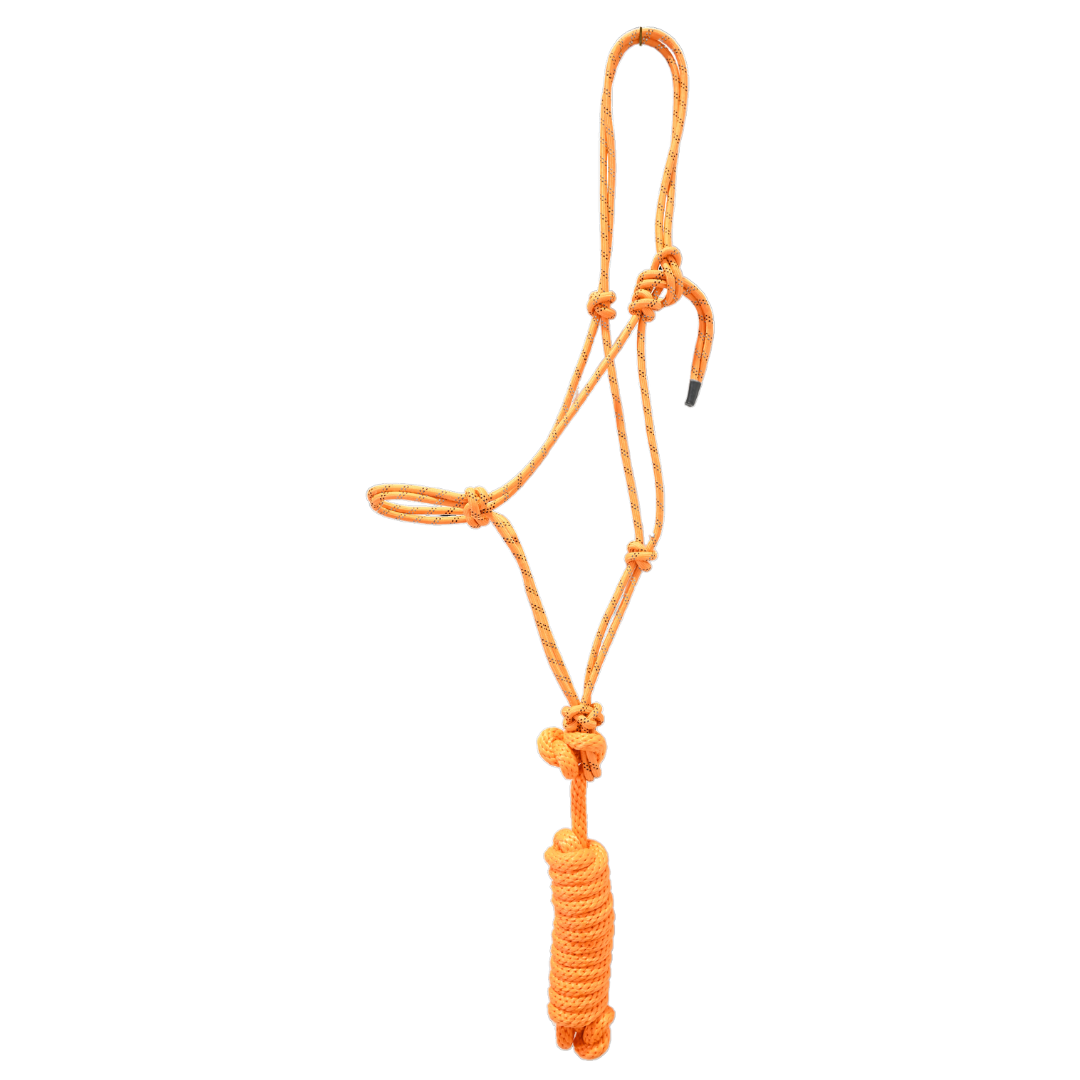 Tough-1 Poly Rope Tied Halter with 10' Lead- Orange