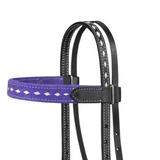Tough 1 Purple Suede Browband Headstall with White Buckstitch