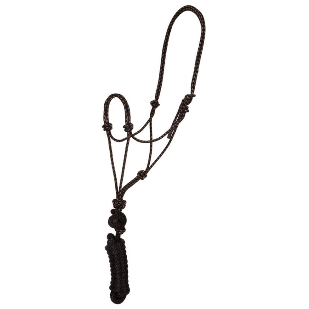 Tough 1 Black and Tan Poly Rope Halter with Lead Rope