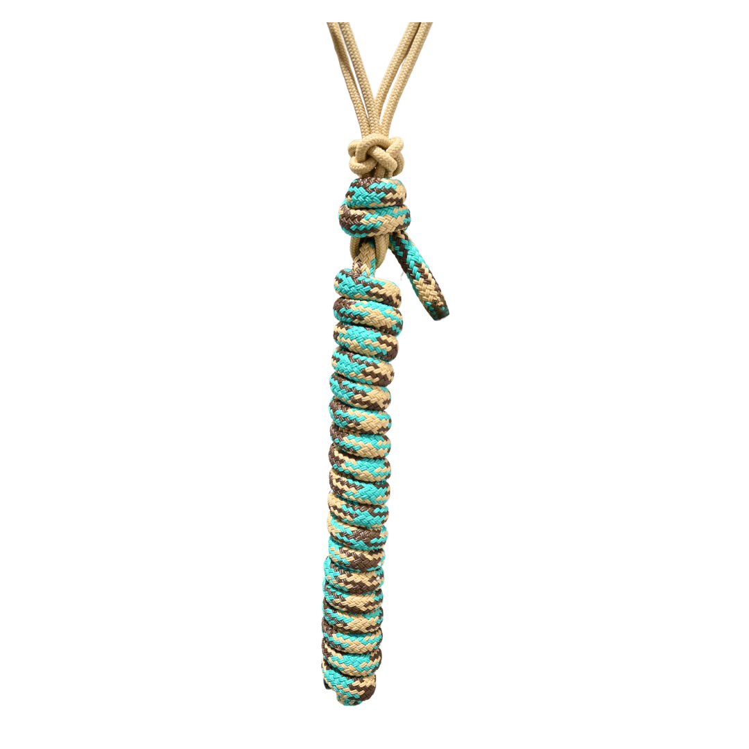 Twisted Knot Halters Braided Noseband Halter w/ 10' Lead- Turquoise/Chocolate/Beige