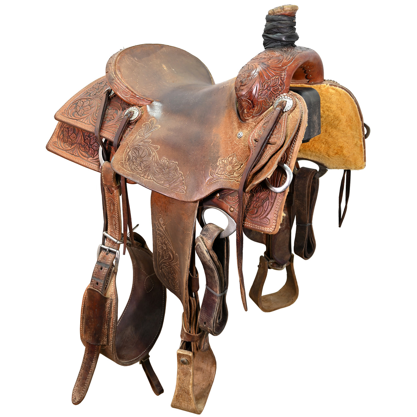 Used 15.25" Tad Sanders Ranch Roping Saddle