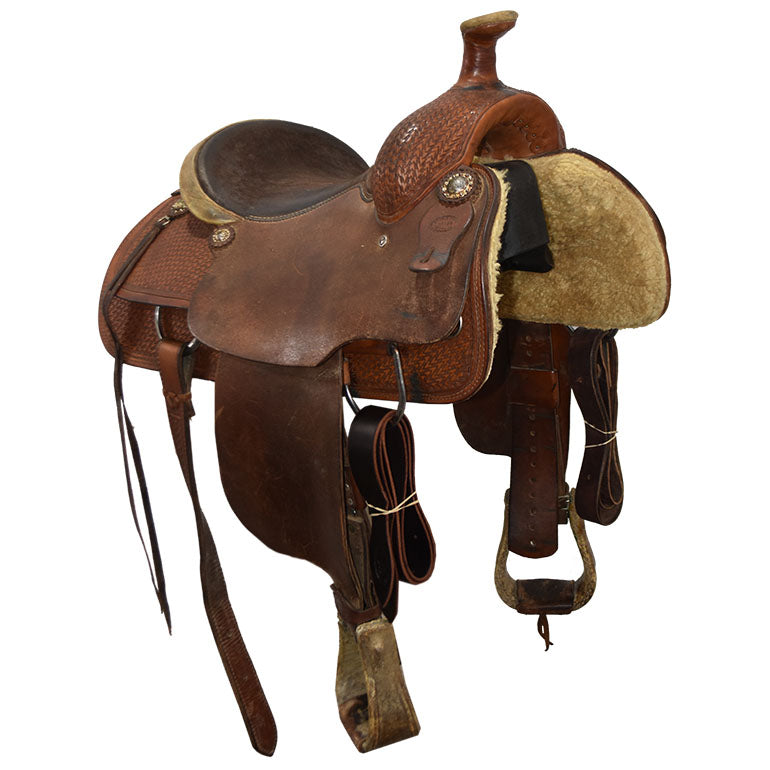 Used 15" Charlie Ridley Team Roping Saddle
