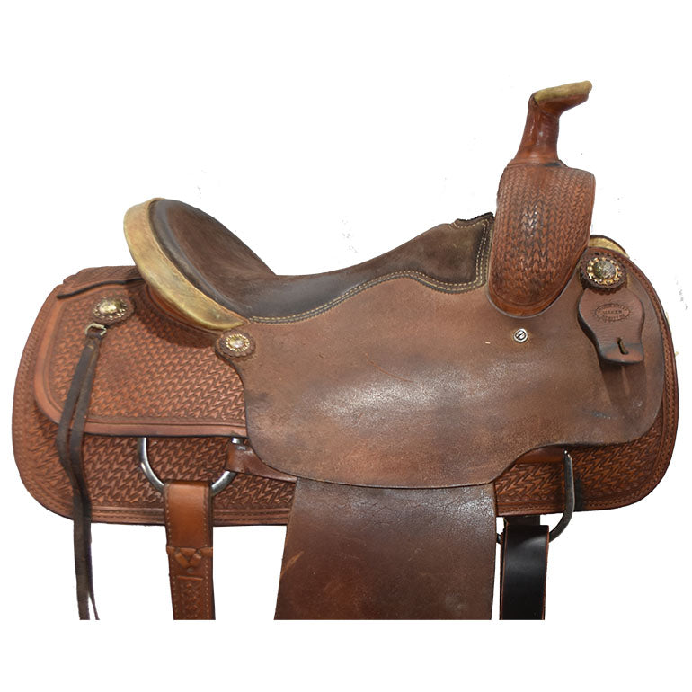 Used 15" Charlie Ridley Team Roping Saddle