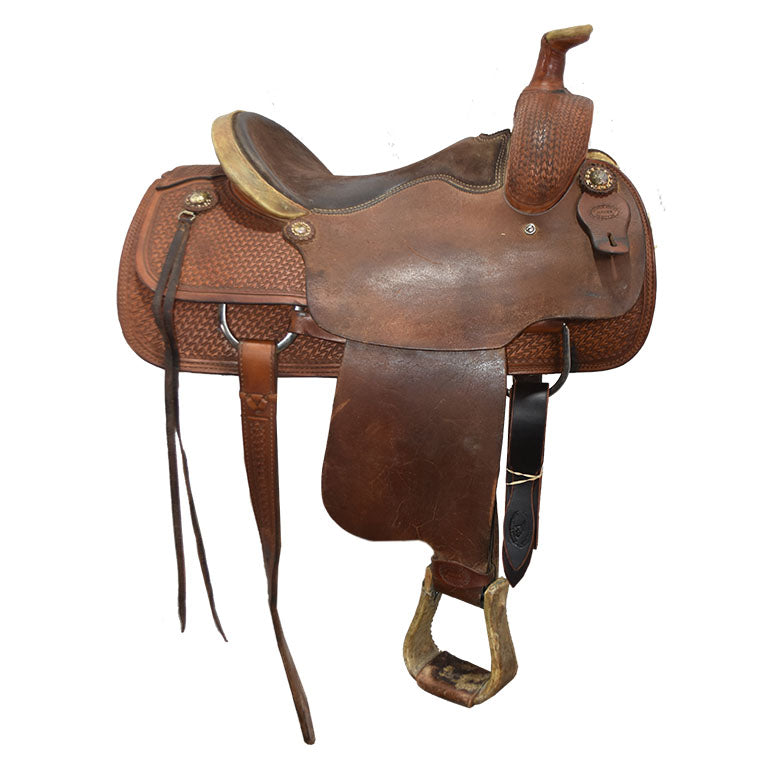 Used 15" Charlie Ridley Team Roping Saddle