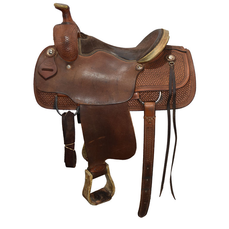 Used 15" Charlie Ridley Team Roping Saddle
