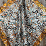 Rodeo Drive 35"x35" Golden, Green and Brown Paisley Wild Rag