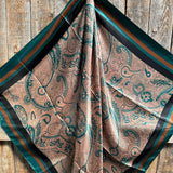 Rodeo Drive 35"x35" Emerald and Tan Paisley Wild Rag