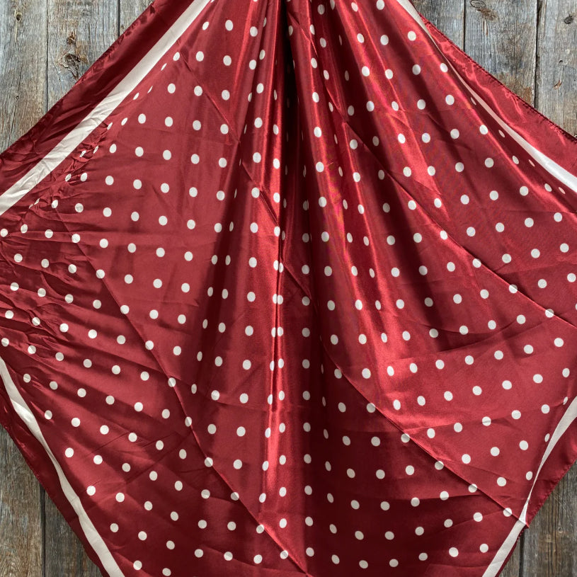 Rodeo Drive 35"x35" Burgundy Polka Dot Wild Rag