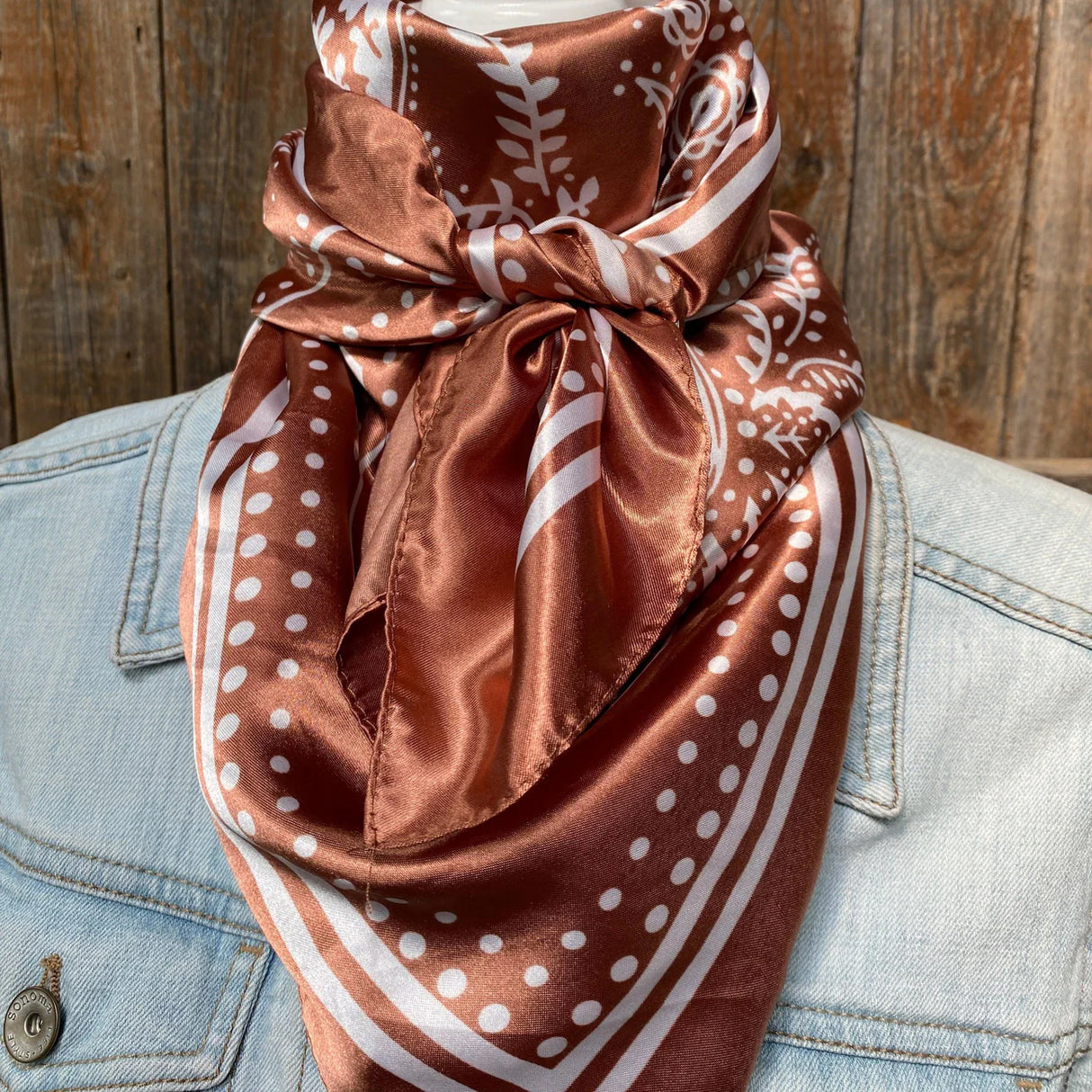 Rodeo Drive 35"x35" Copper Floral Paisley Wild Rag