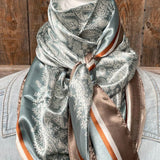 Rodeo Drive 35"x35" Seafoam and Cream Paisley Wild Rag