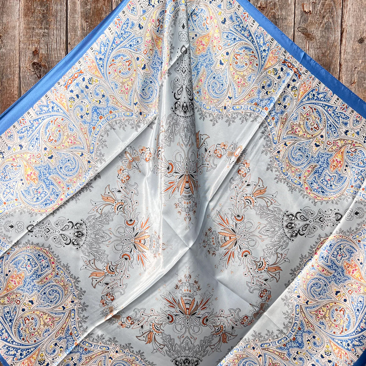 Rodeo Drive 35"x35" Blue Floral Wild Rag
