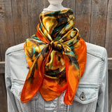 Rodeo Drive 35"x35" Orange Poppy Patterned Wild Rag