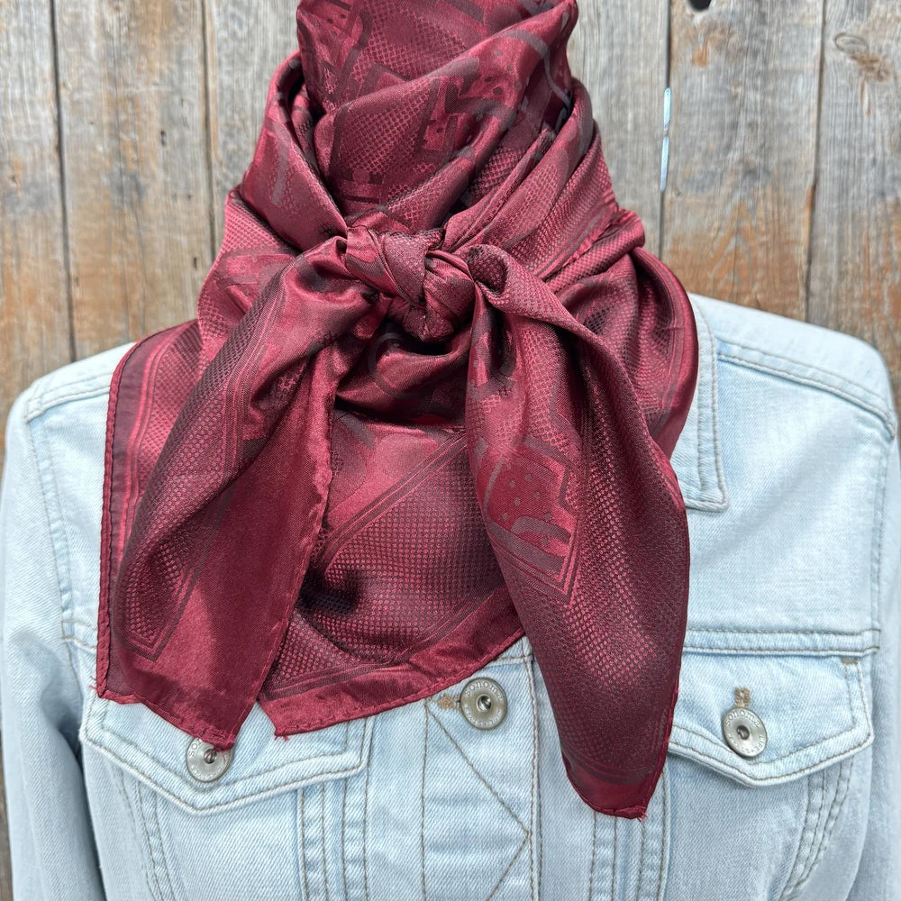 Rodeo Drive 35"x35" Burgundy Jacquard Wild Rag