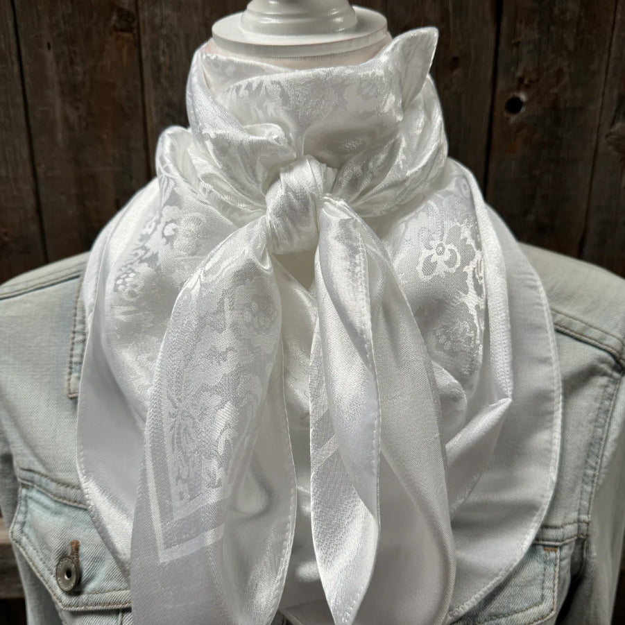 Rodeo Drive 35"x35" White Jacquard Wild Rag