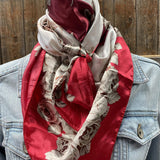 Rodeo Drive 35"x35" Red and Wine Floral Wild Rag