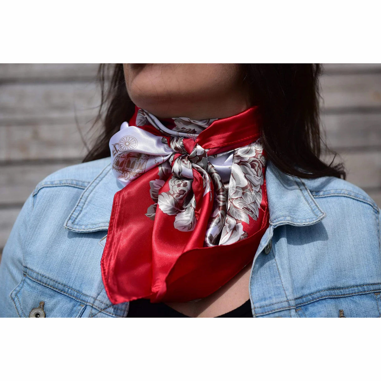 Rodeo Drive 35"x35" Red and Wine Floral Wild Rag