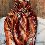 Rodeo Drive 35"x35" Orange Multi-Floral Patterned Wild Rag