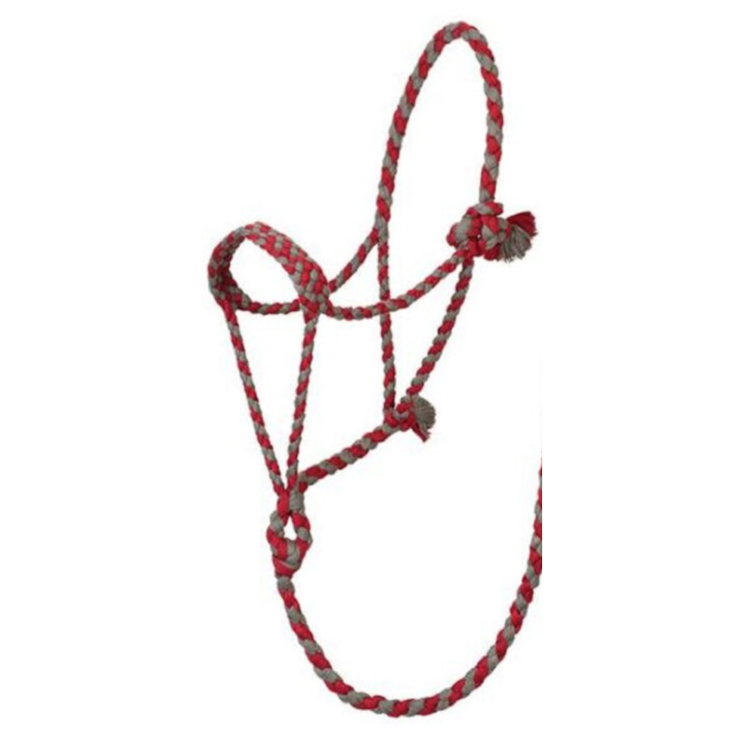 Weaver Leather Braided Rope Halter with 10' Lead Rope- Dark Red/Charcoal