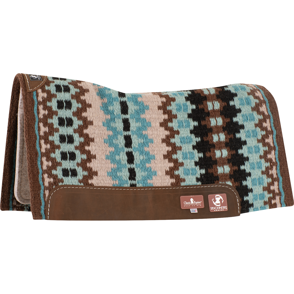 Classic Equine 32"X34" 3/4" Zone Blanket Top Saddle Pad- Chestnut/Turquoise