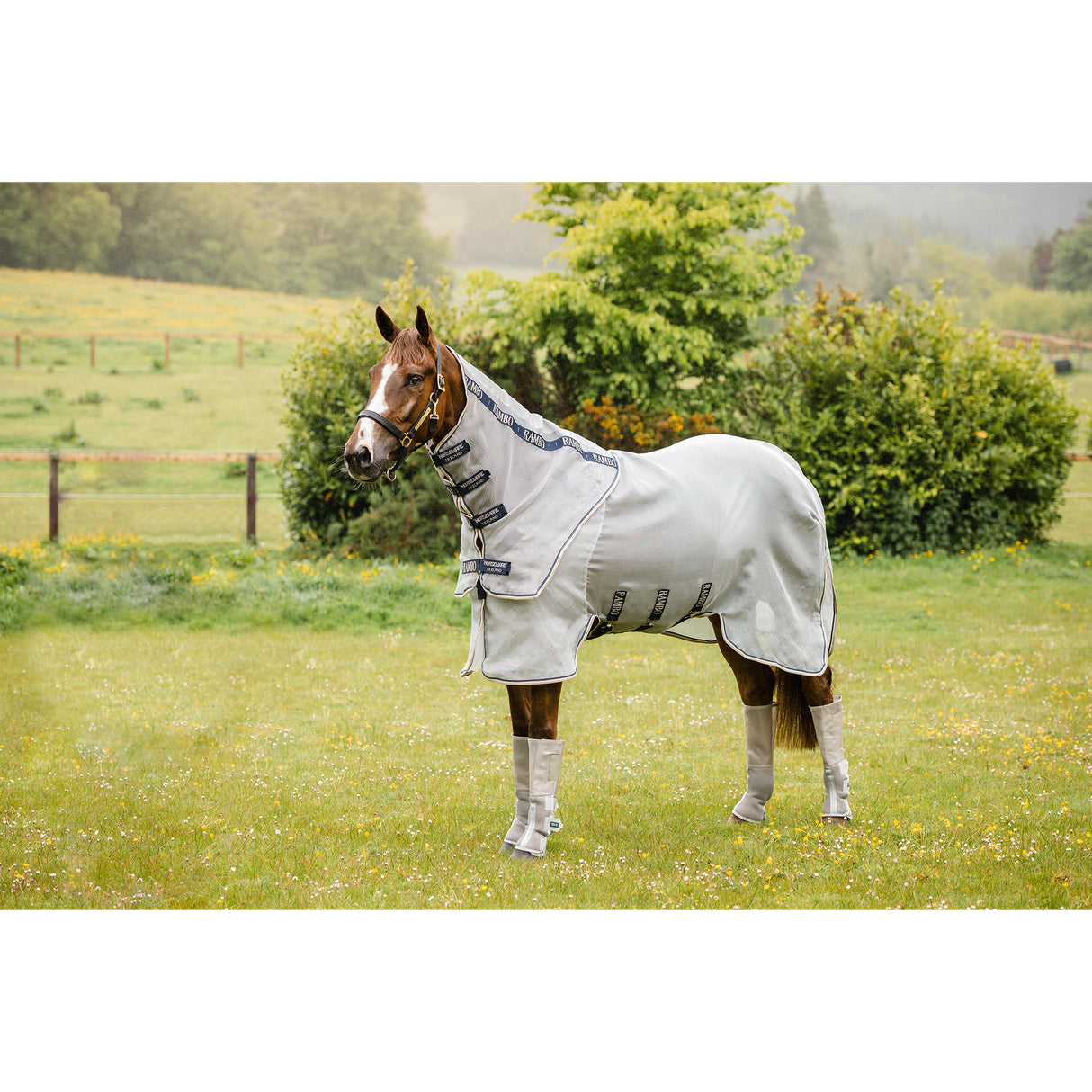 Horseware Rambo Protector Fly Sheet- Silver/Navy/White/Beige