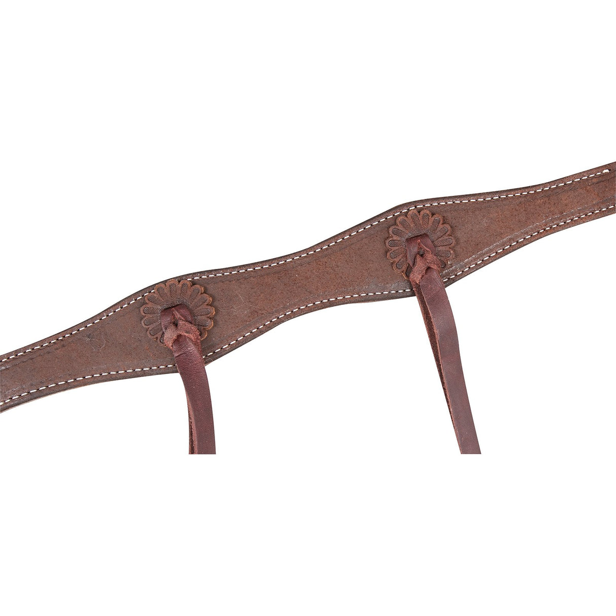 Martin Saddlery 1.5"  Chocolate Roughout Breast Collar with Rosettes and Strings