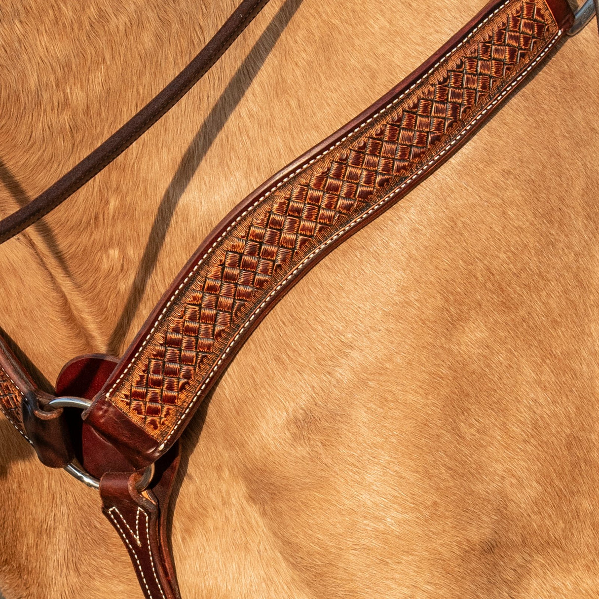 Martin Saddlery 2"  Weathered Antique Basket Stamped Breast Collar