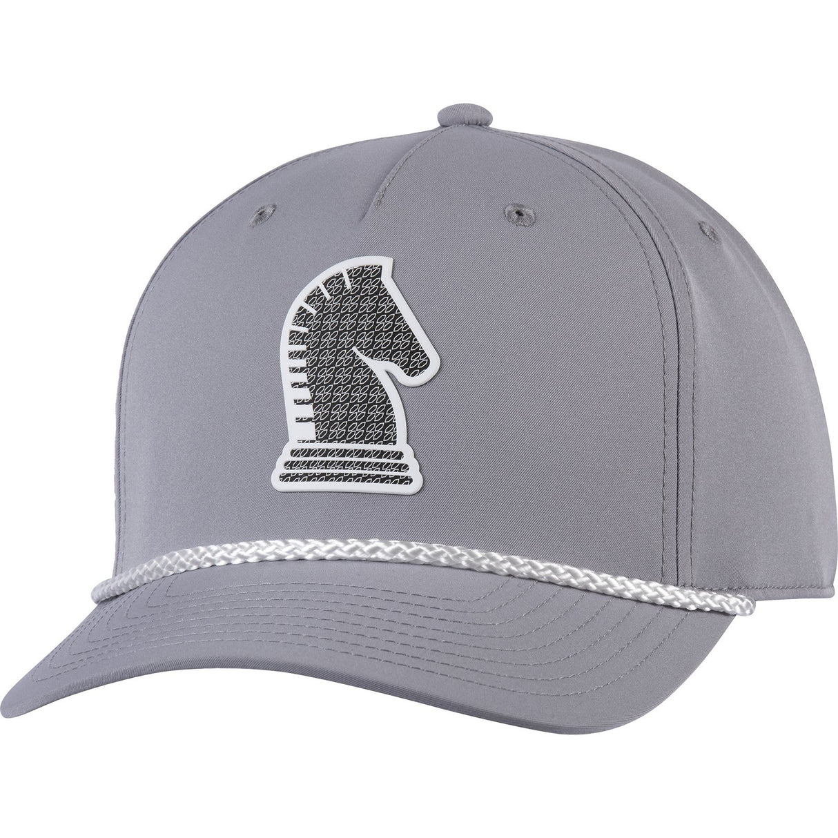 Classic Equine Grey 5 Panel Snapback Cap with Embroidered Logo