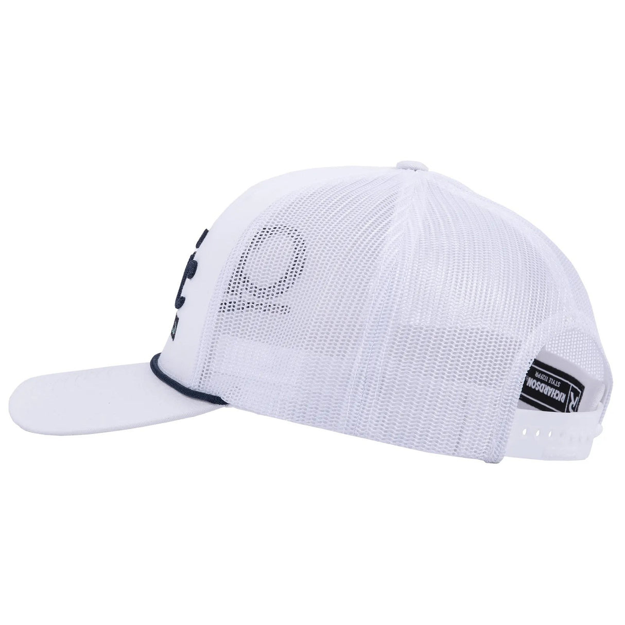 Classic Ropes White Mesh Snapback Cap with Navy Embroidered Logo