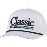 Classic Ropes White Sport Snapback Cap with Black Embroidered Logo