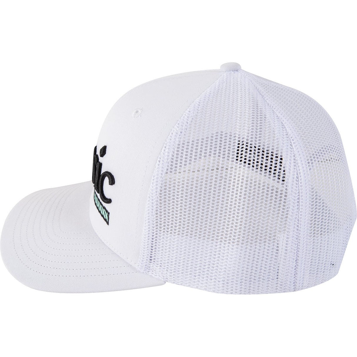 Classic Ropes Large Embroidered Logo Snapback Cap- White on White