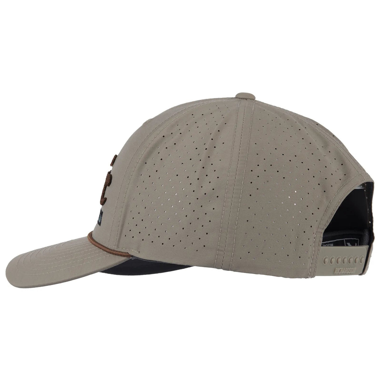 Classic Ropes Khaki Performance Snapback Cap with Brown Embroidered Logo