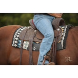 Classic Equine 3/4" ESP Contour Saddle Pad 32"x34"- Black/Seafoam