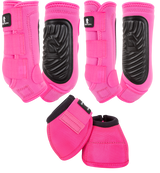Classic Equine Classic Fit Front, Hind, and Bell Boot Combo Pack- Hot Pink