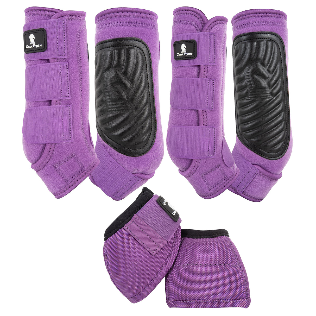 Classic Equine Classic Fit Front, Hind, and Bell Boot Combo Pack- Violet Purple