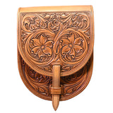 Coolhorse Leather Floral Hand-Tooled Saddle Bag Purse