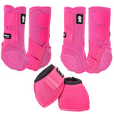 Classic Equine Flexion by Legacy Complete Package, Front, Hind, & Bell Boot Combo Pack- Hot Pink
