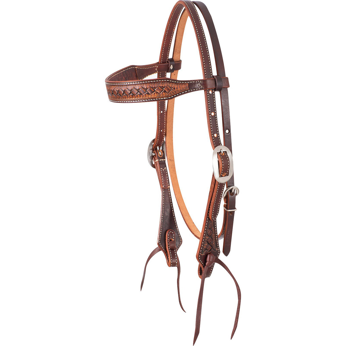 Martin Saddlery Weathered Antique Basket Stamped Browband Headstall