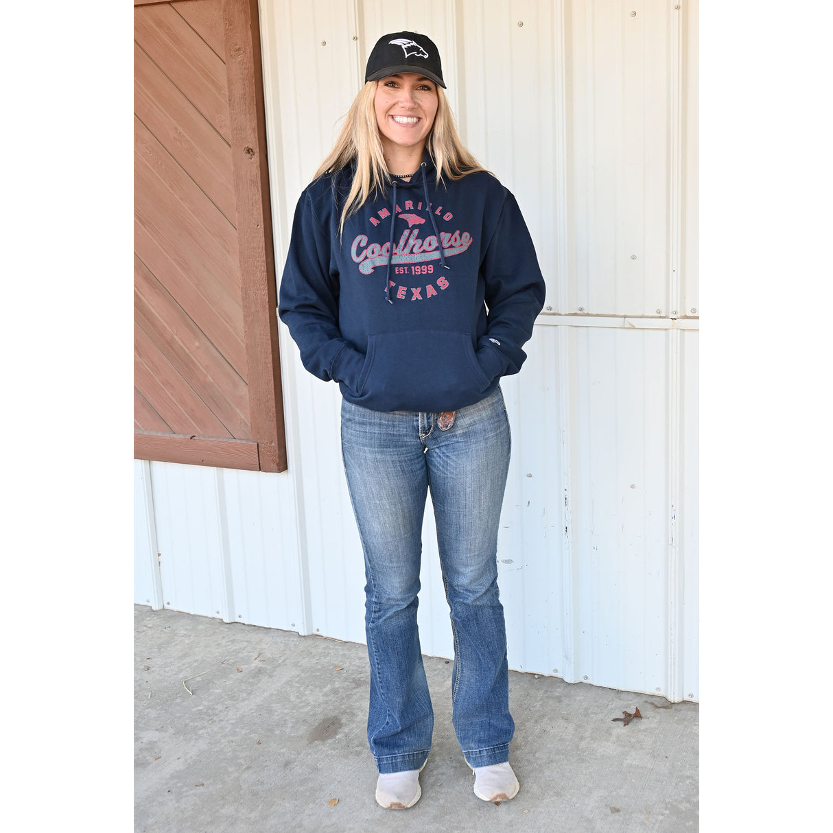 Coolhorse Unisex Navy Hoodie with Retro Coolhorse Design