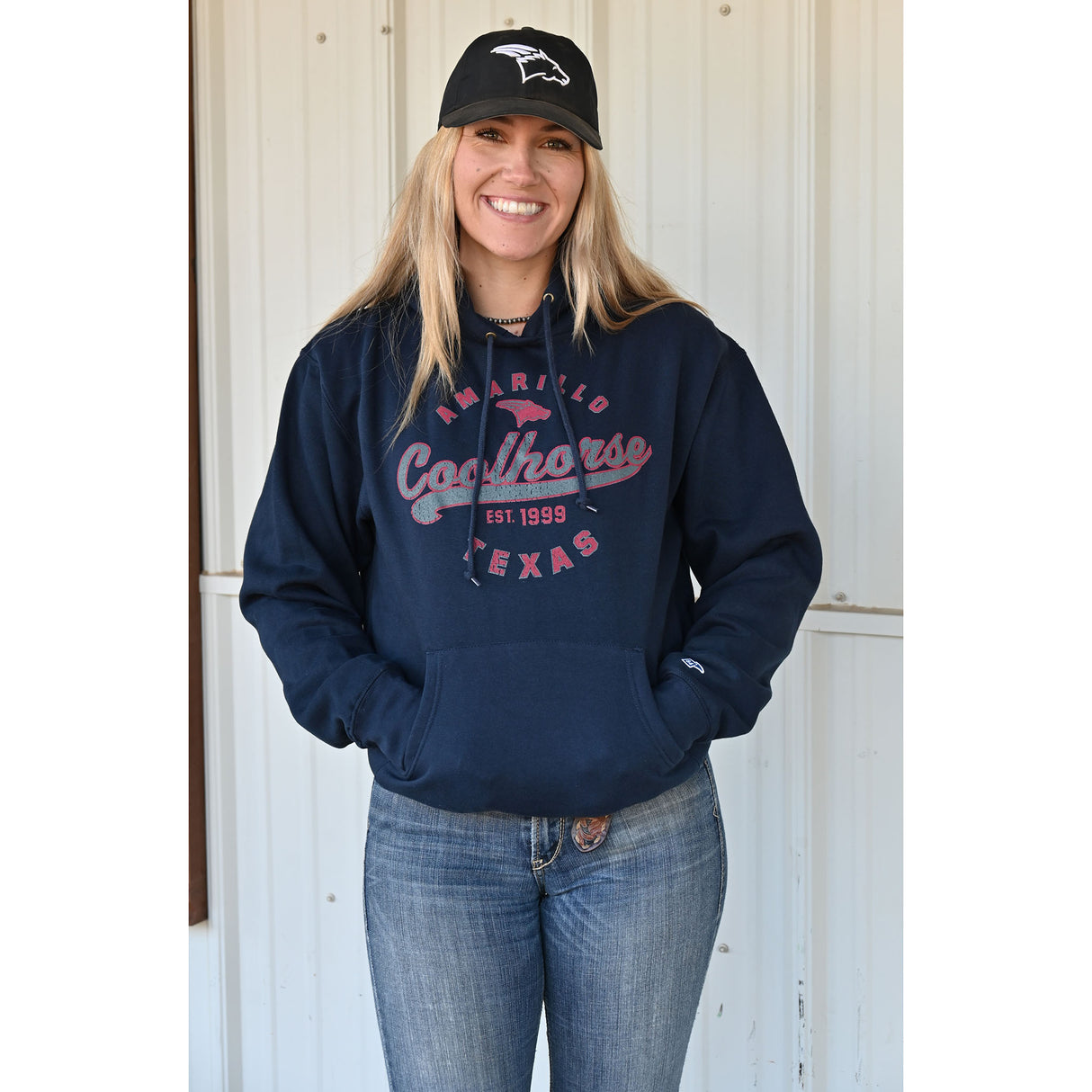 Coolhorse Unisex Navy Hoodie with Retro Coolhorse Design