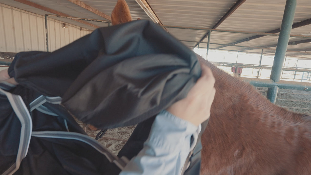 Classic Equine Open Front Nylon Stable Sheet- Black