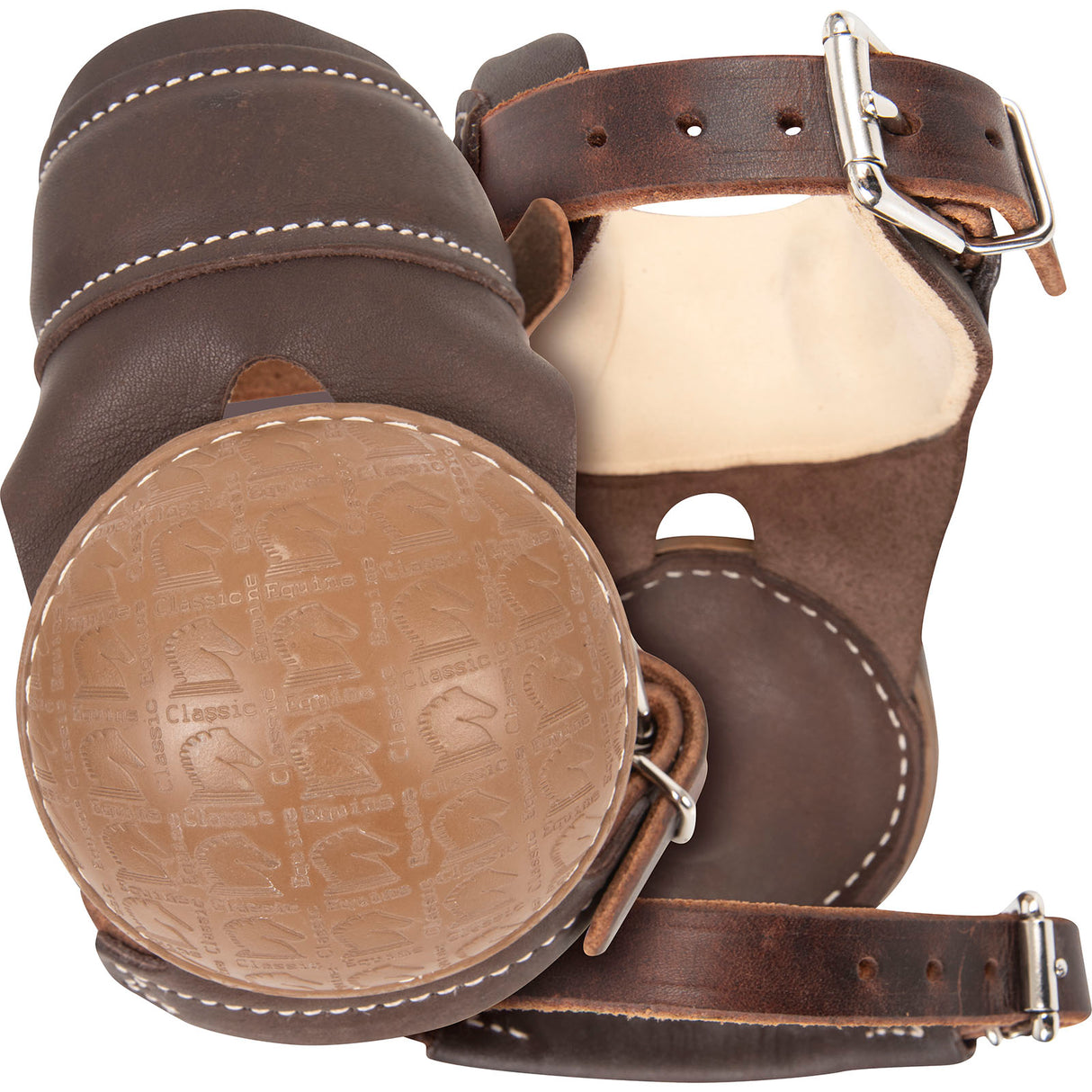 Classic Equine Pro Reiner Chocolate Leather Skid Boots With Buckle Closure
