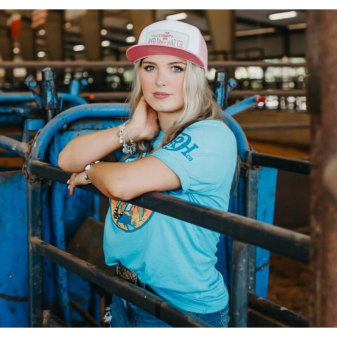 Red Dirt Hat Co. Thunderbird White and Pink Mesh Cap