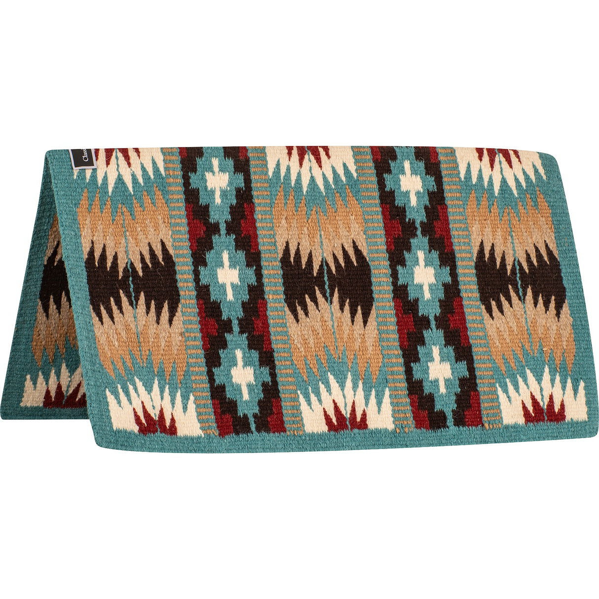 Classic Equine 34"X38" 100% Wool Show Blanket- Turquoise/Cream