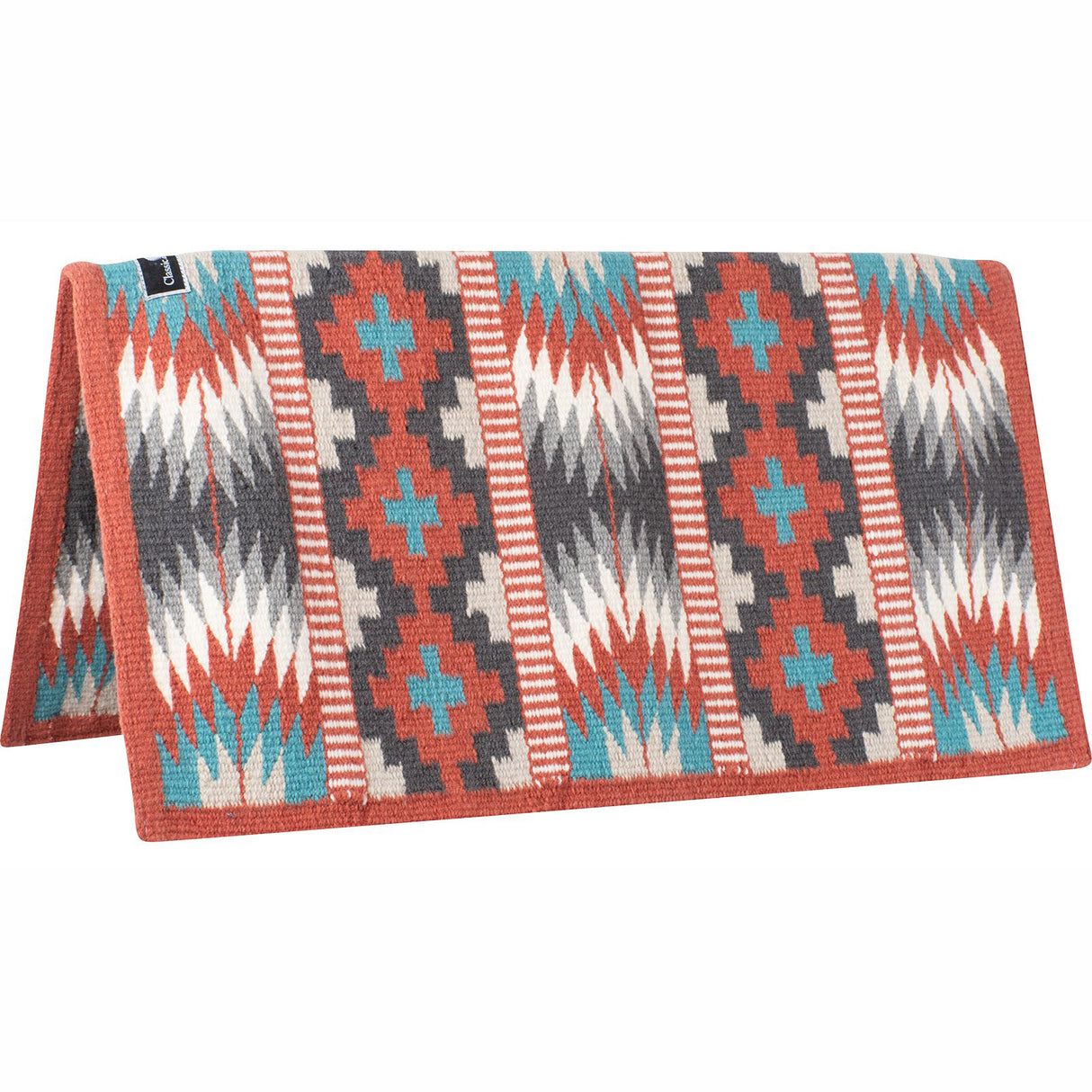 Classic Equine 34"X38" 100% Wool Show Blanket- Tabasco/Turquoise