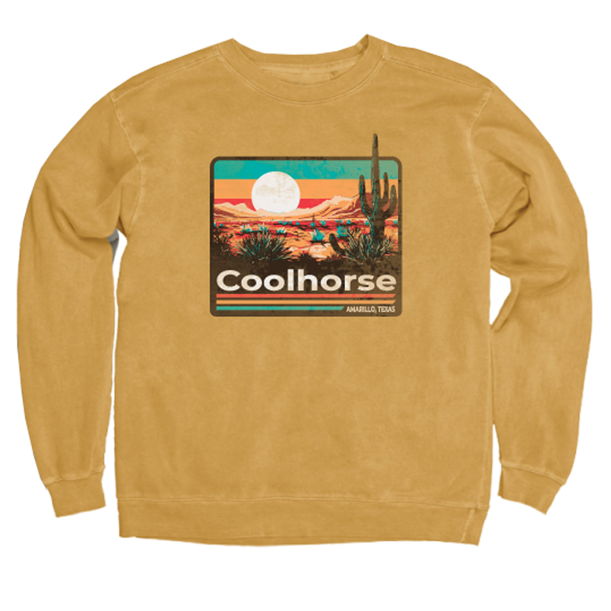 Coolhorse Mustard Western Desert Crewneck Sweatshirt
