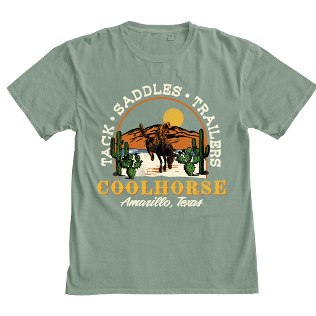 Coolhorse Unisex Sage Green Desert Bronc Short Sleeve T Shirt