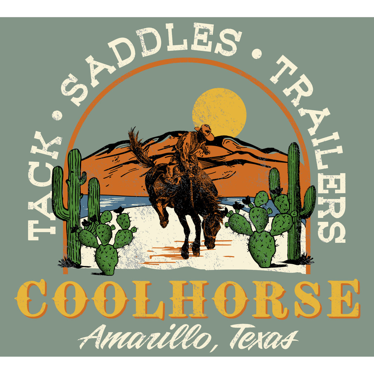 Coolhorse Unisex Sage Green Desert Bronc Short Sleeve T Shirt